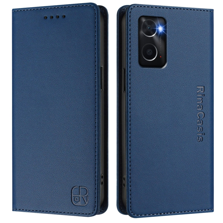 For OPPO A36 4G / A76 4G / A96 4G / K10 4G RC01 Dual-Folded Magnetic Suction RFID Leather Phone Case