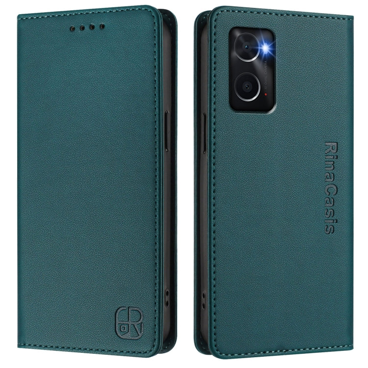 For OPPO A36 4G / A76 4G / A96 4G / K10 4G RC01 Dual-Folded Magnetic Suction RFID Leather Phone Case