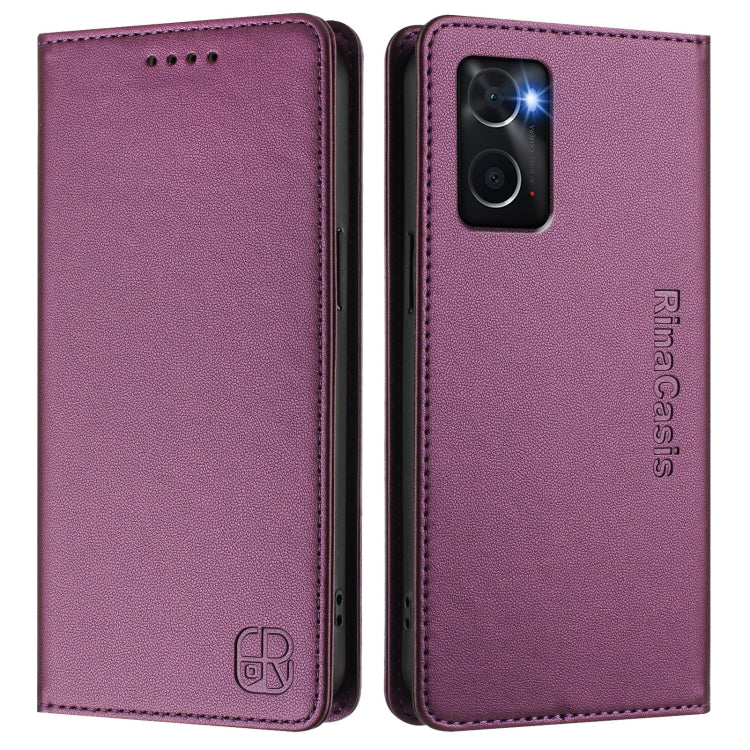 For OPPO A36 4G / A76 4G / A96 4G / K10 4G RC01 Dual-Folded Magnetic Suction RFID Leather Phone Case