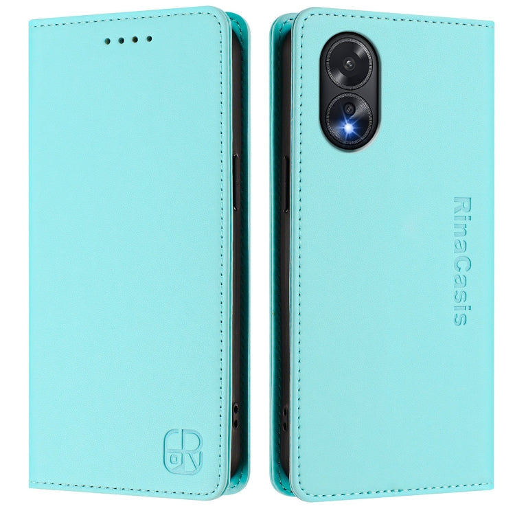 For OPPO A38 4G / A18 4G Global RC01 Dual-Folded Magnetic Suction RFID Leather Phone Case