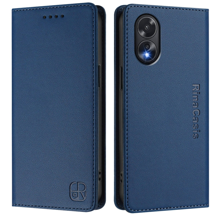 For OPPO A38 4G / A18 4G Global RC01 Dual-Folded Magnetic Suction RFID Leather Phone Case