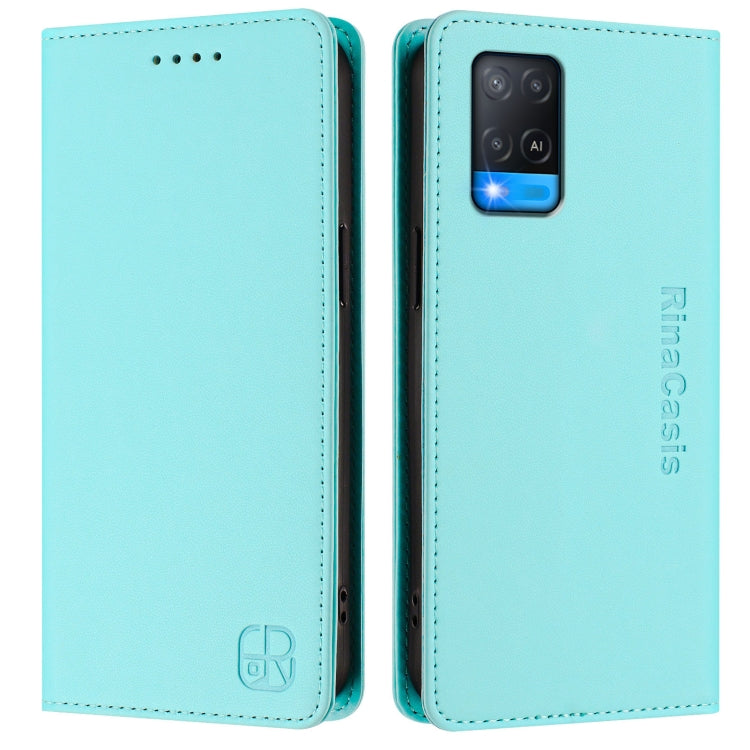 For OPPO A54 4G / A54s / A55 5G / A16 RC01 Dual-Folded Magnetic Suction RFID Leather Phone Case