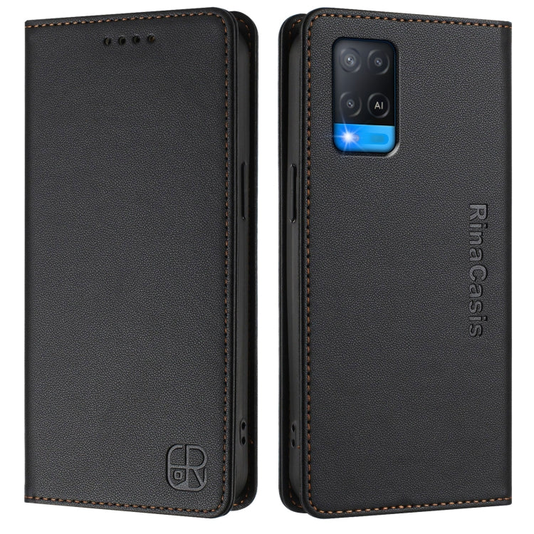 For OPPO A54 4G / A54s / A55 5G / A16 RC01 Dual-Folded Magnetic Suction RFID Leather Phone Case