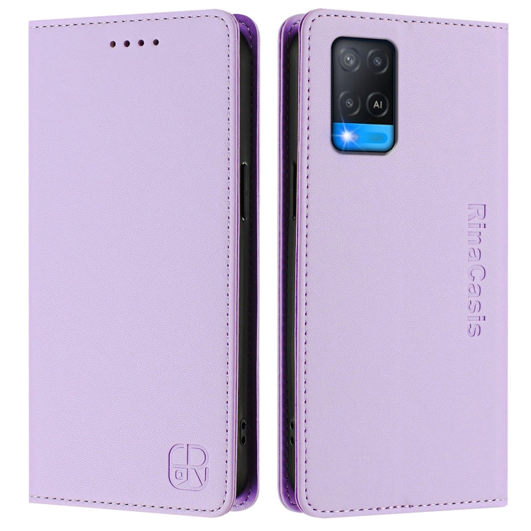 For OPPO A54 4G / A54s / A55 5G / A16 RC01 Dual-Folded Magnetic Suction RFID Leather Phone Case