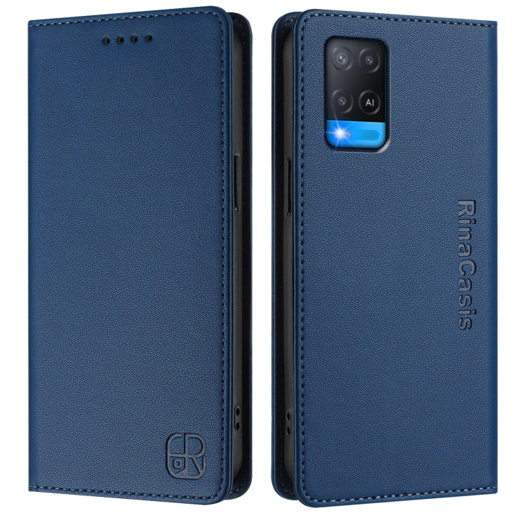 For OPPO A54 4G / A54s / A55 5G / A16 RC01 Dual-Folded Magnetic Suction RFID Leather Phone Case
