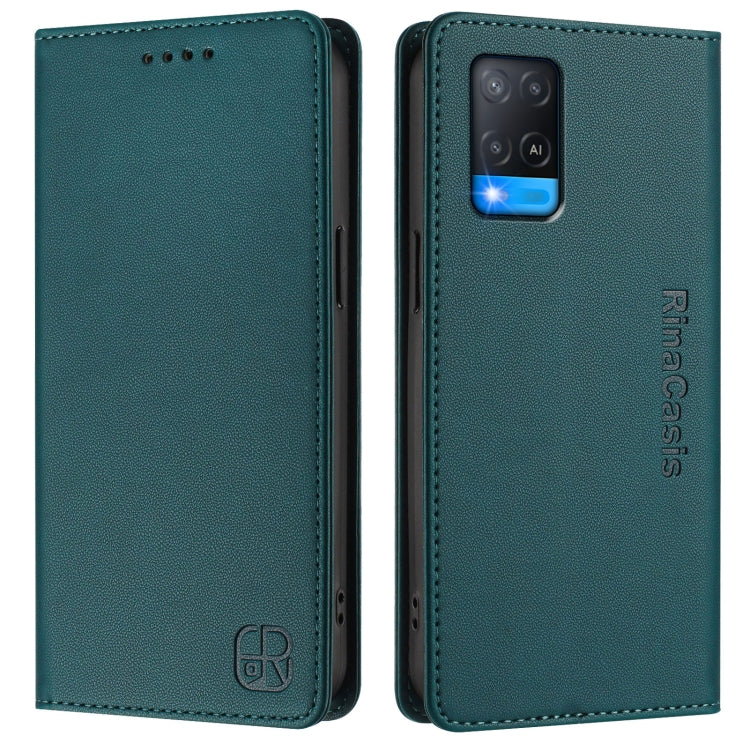 For OPPO A54 4G / A54s / A55 5G / A16 RC01 Dual-Folded Magnetic Suction RFID Leather Phone Case