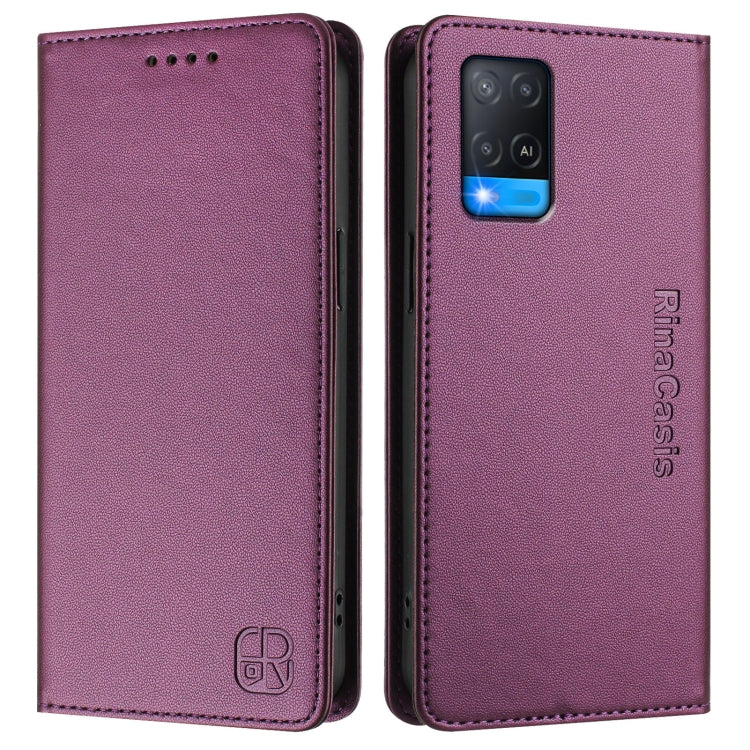 For OPPO A54 4G / A54s / A55 5G / A16 RC01 Dual-Folded Magnetic Suction RFID Leather Phone Case