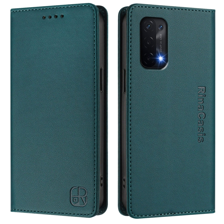 For OPPO A54 5G / A74 5G / A93 5G RC01 Dual-Folded Magnetic Suction RFID Leather Phone Case