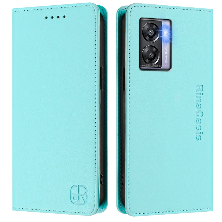 For OPPO A77 5G / A97 5G RC01 Dual-Folded Magnetic Suction RFID Leather Phone Case