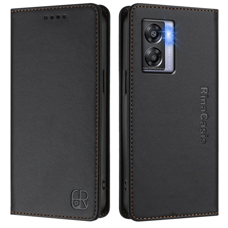 For OPPO A77 5G / A97 5G RC01 Dual-Folded Magnetic Suction RFID Leather Phone Case