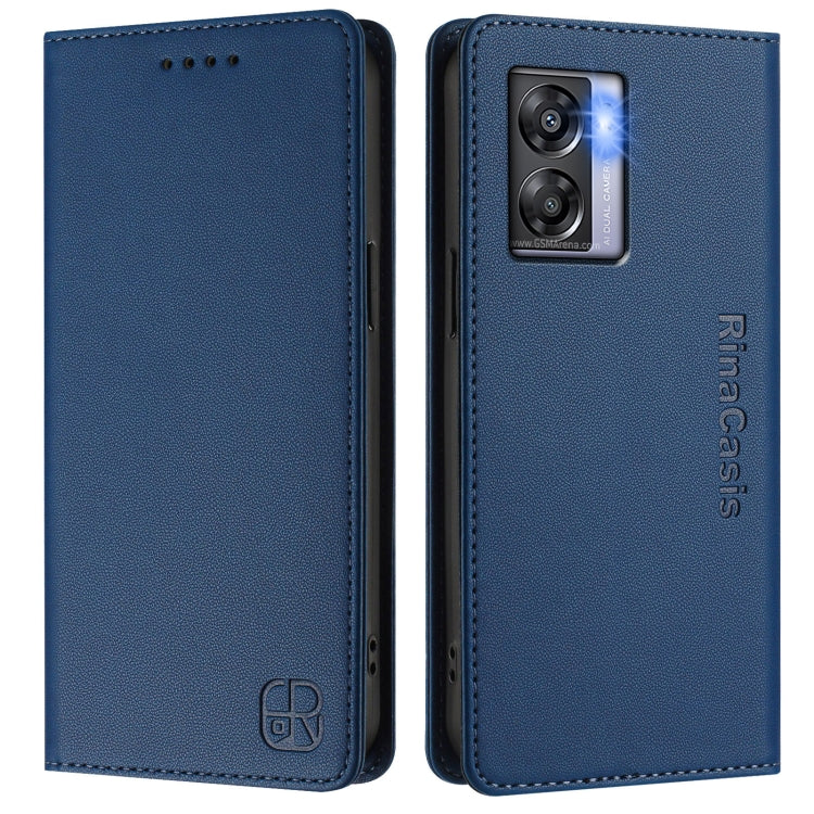 For OPPO A77 5G / A97 5G RC01 Dual-Folded Magnetic Suction RFID Leather Phone Case