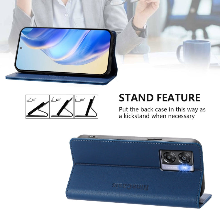 For OPPO A77 5G / A97 5G RC01 Dual-Folded Magnetic Suction RFID Leather Phone Case