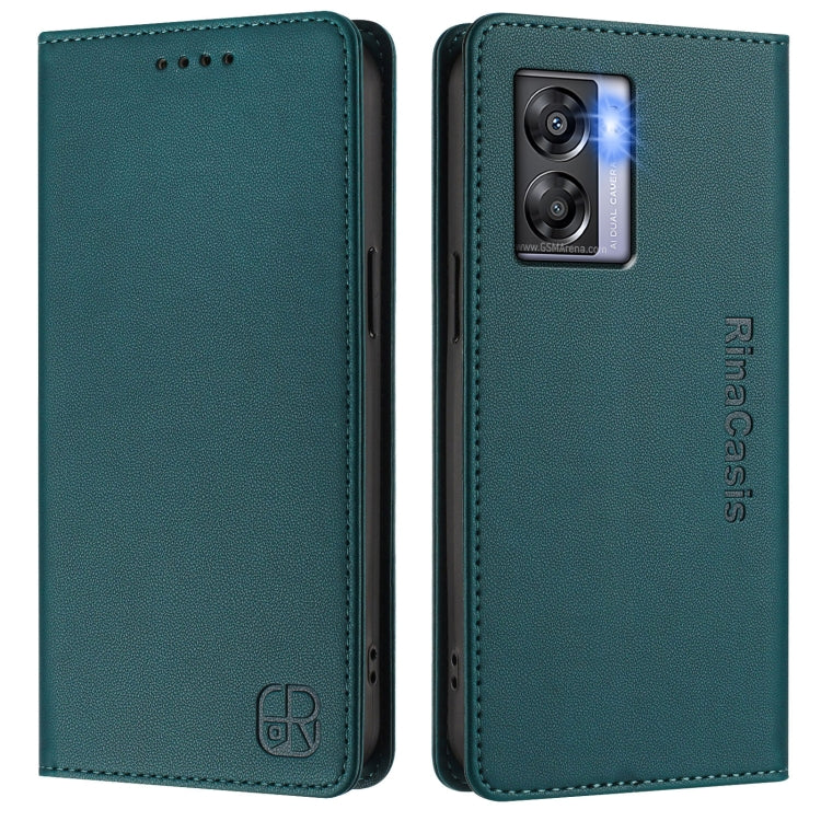 For OPPO A77 5G / A97 5G RC01 Dual-Folded Magnetic Suction RFID Leather Phone Case