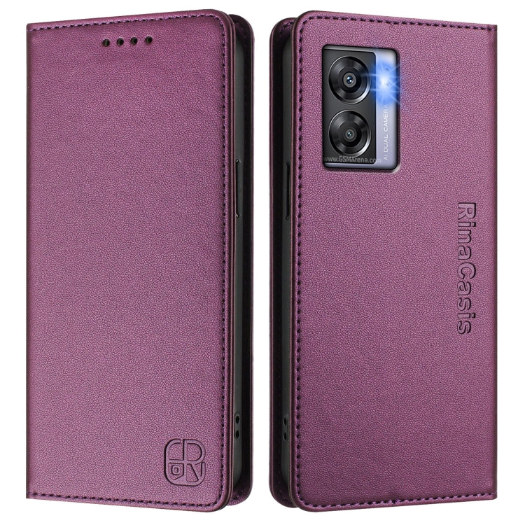 For OPPO A77 5G / A97 5G RC01 Dual-Folded Magnetic Suction RFID Leather Phone Case