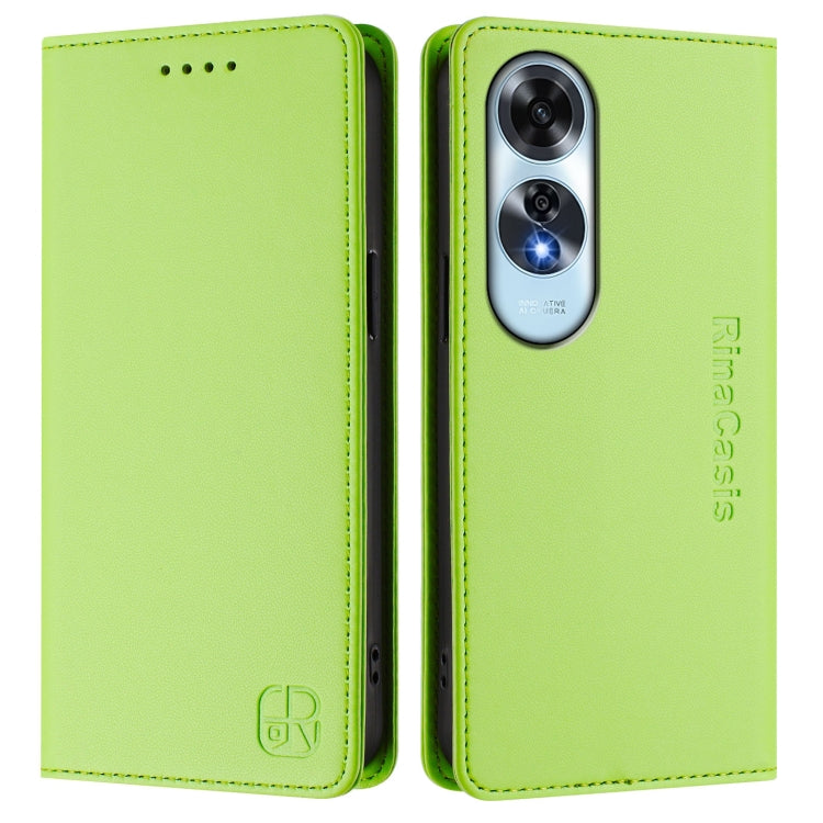 For OPPO A60 4G Global RC01 Dual-Folded Magnetic Suction RFID Leather Phone Case