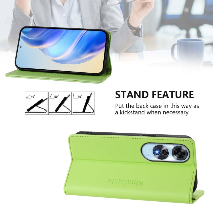 For OPPO A60 4G Global RC01 Dual-Folded Magnetic Suction RFID Leather Phone Case