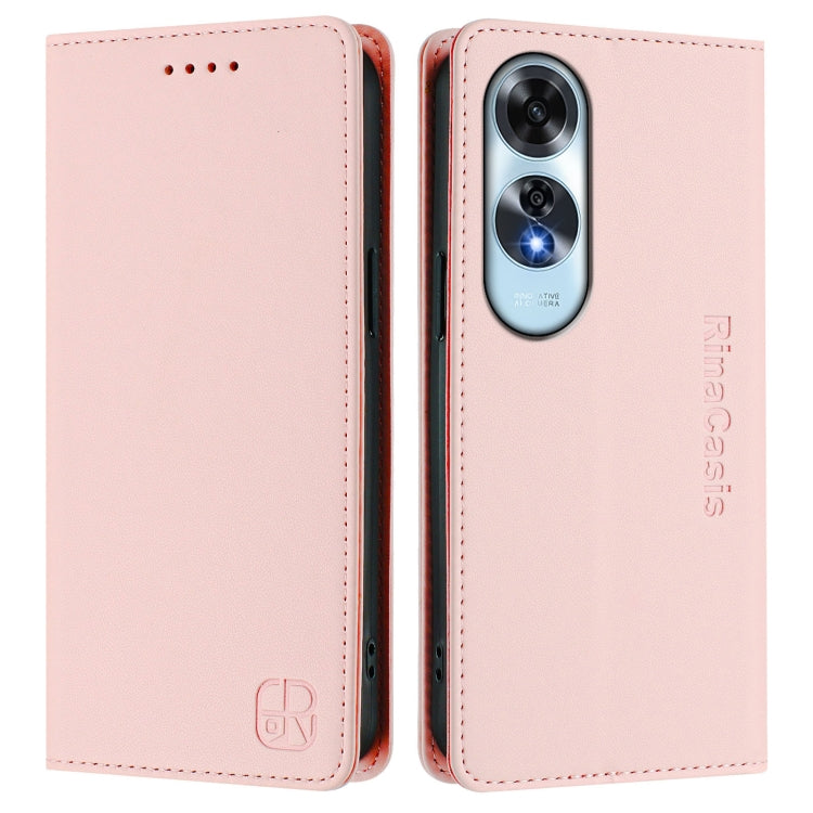 For OPPO A60 4G Global RC01 Dual-Folded Magnetic Suction RFID Leather Phone Case