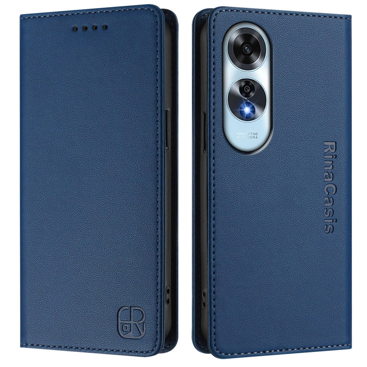 For OPPO A60 4G Global RC01 Dual-Folded Magnetic Suction RFID Leather Phone Case
