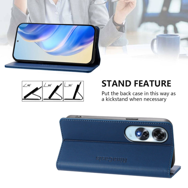 For OPPO A60 4G Global RC01 Dual-Folded Magnetic Suction RFID Leather Phone Case