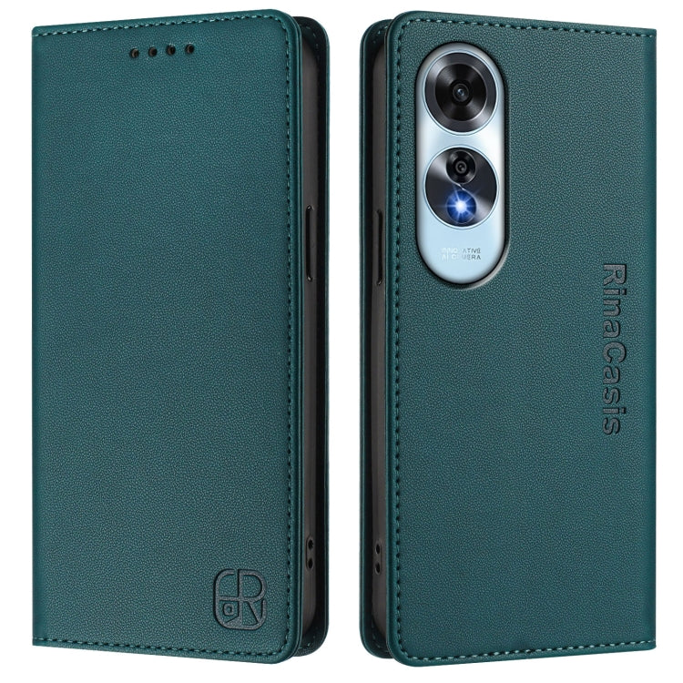 For OPPO A60 4G Global RC01 Dual-Folded Magnetic Suction RFID Leather Phone Case