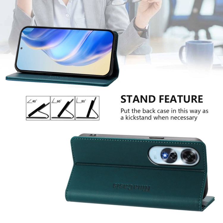 For OPPO A60 4G Global RC01 Dual-Folded Magnetic Suction RFID Leather Phone Case