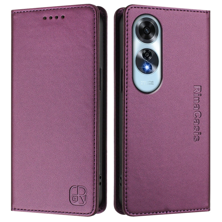 For OPPO A60 4G Global RC01 Dual-Folded Magnetic Suction RFID Leather Phone Case