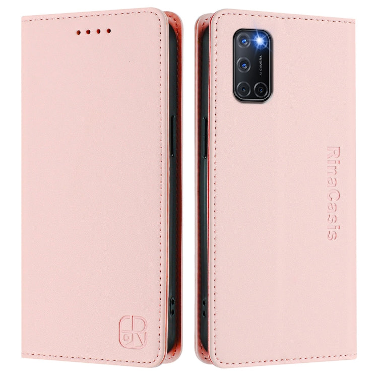 For OPPO A72 / A52 / A92 4G RC01 Dual-Folded Magnetic Suction RFID Leather Phone Case