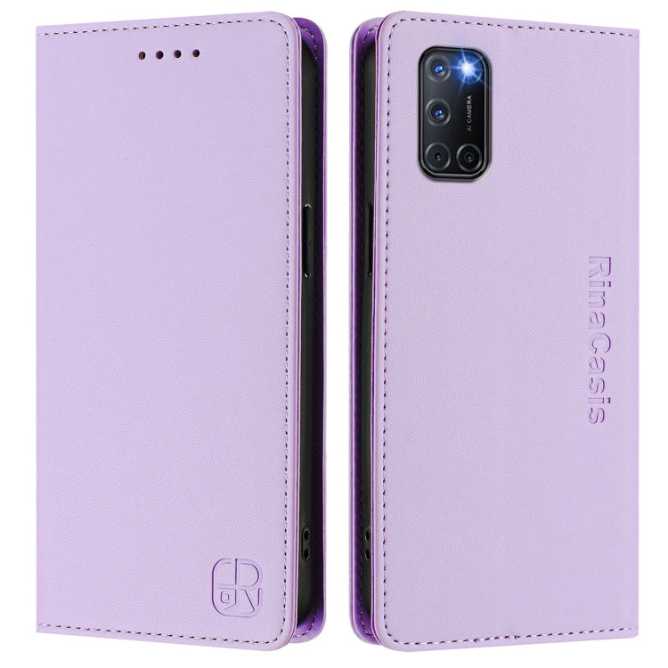 For OPPO A72 / A52 / A92 4G RC01 Dual-Folded Magnetic Suction RFID Leather Phone Case