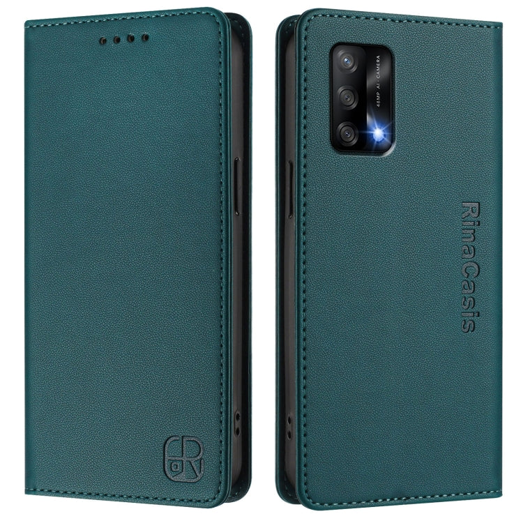 For OPPO A74 4G / F19 / F19s / A95 5G / 4G RC01 Dual-Folded Magnetic Suction RFID Leather Phone Case