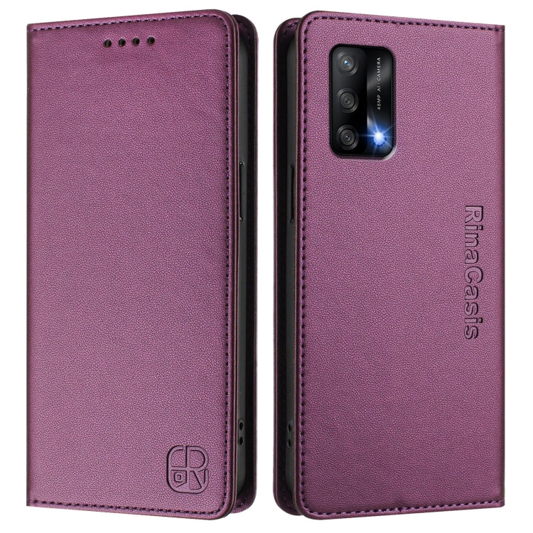 For OPPO A74 4G / F19 / F19s / A95 5G / 4G RC01 Dual-Folded Magnetic Suction RFID Leather Phone Case