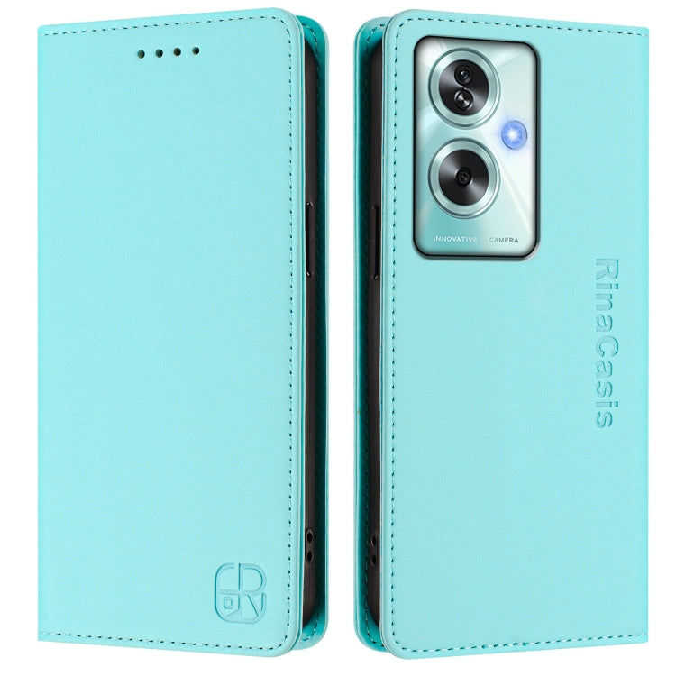 For OPPO A79 5G Global RC01 Dual-Folded Magnetic Suction RFID Leather Phone Case