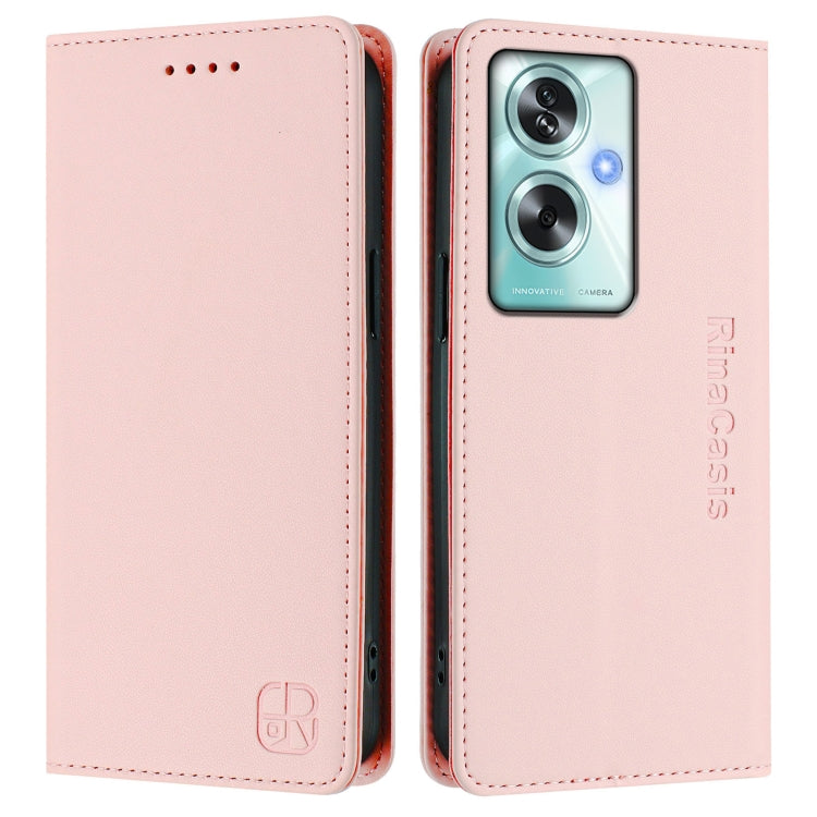 For OPPO A79 5G Global RC01 Dual-Folded Magnetic Suction RFID Leather Phone Case
