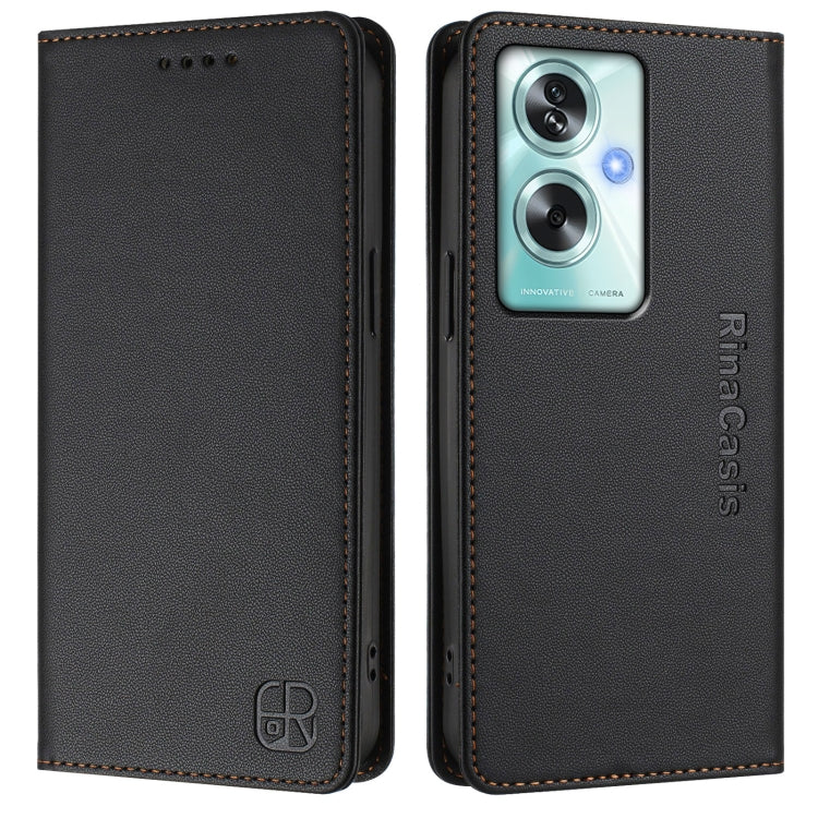 For OPPO A79 5G Global RC01 Dual-Folded Magnetic Suction RFID Leather Phone Case
