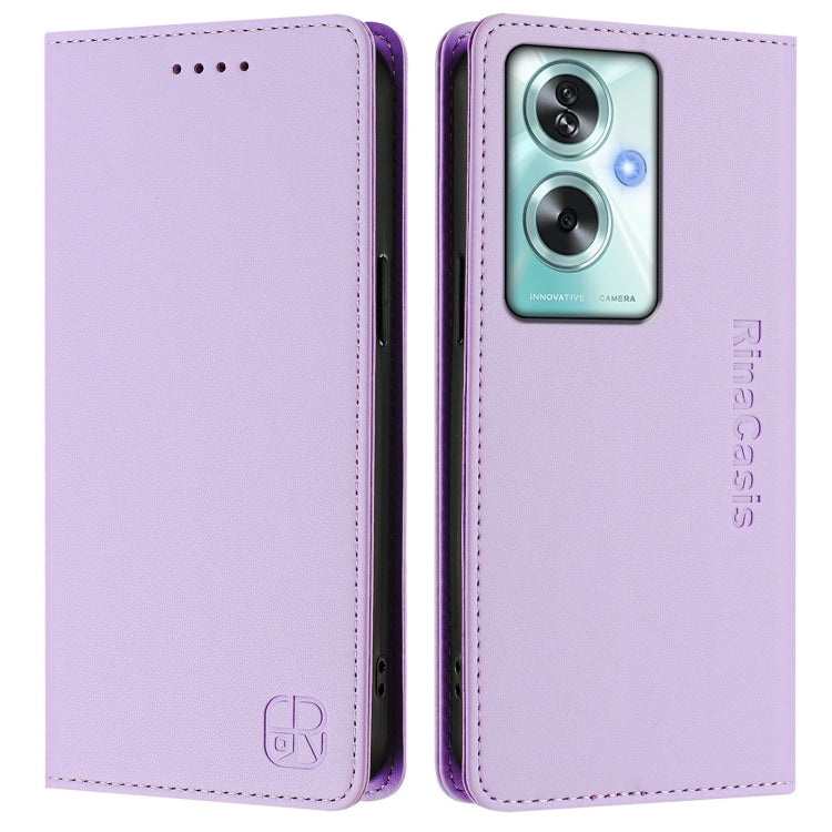 For OPPO A79 5G Global RC01 Dual-Folded Magnetic Suction RFID Leather Phone Case