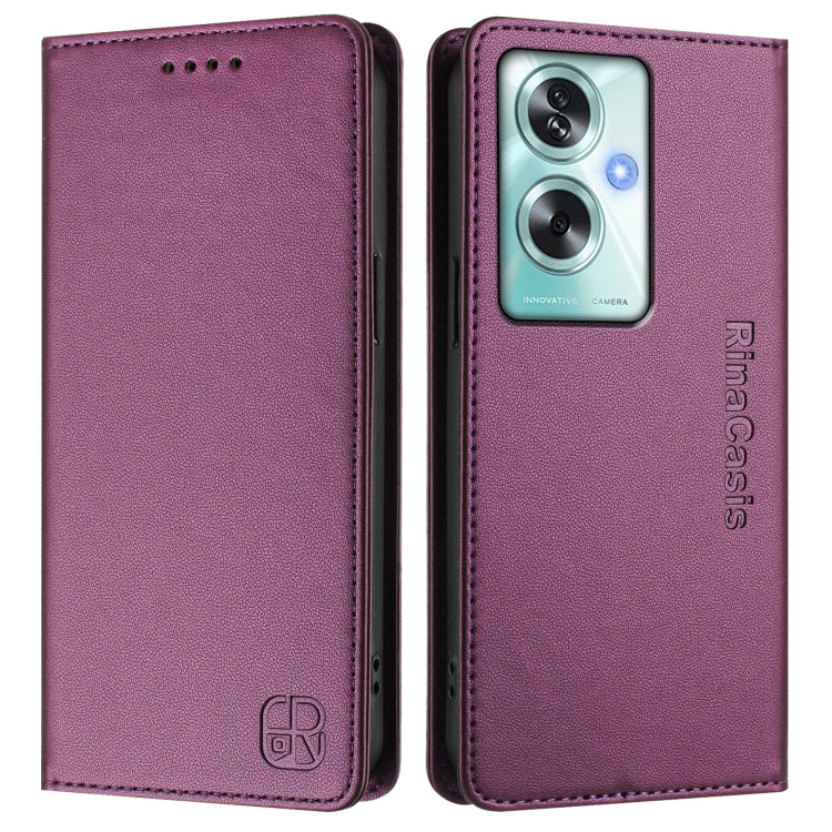 For OPPO A79 5G Global RC01 Dual-Folded Magnetic Suction RFID Leather Phone Case