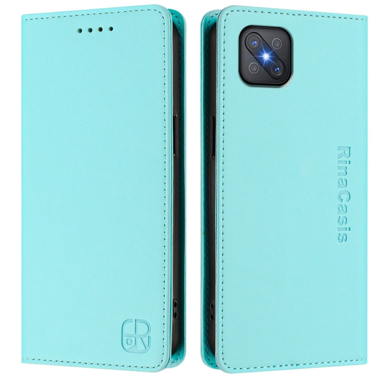 For OPPO A92s 5G RC01 Dual-Folded Magnetic Suction RFID Leather Phone Case