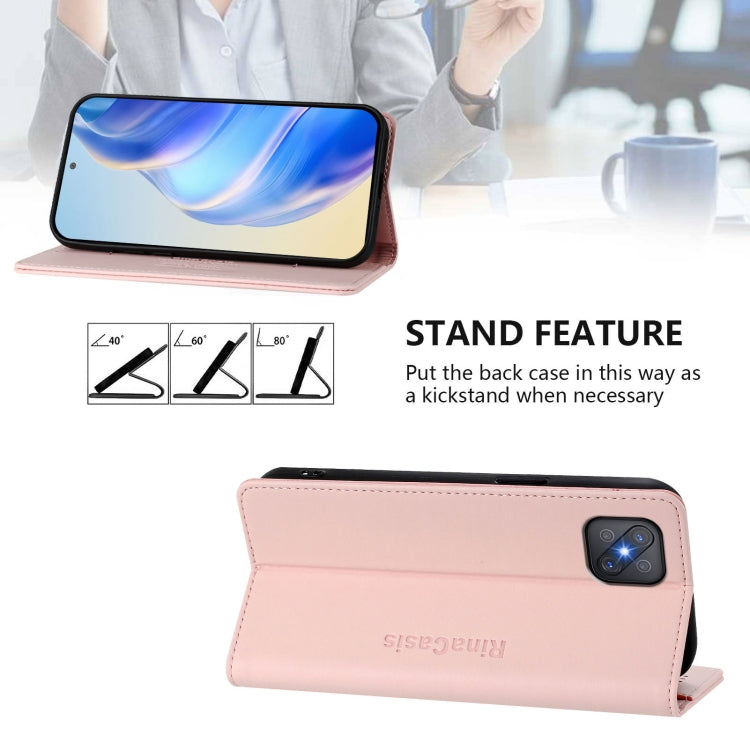 For OPPO A92s 5G RC01 Dual-Folded Magnetic Suction RFID Leather Phone Case
