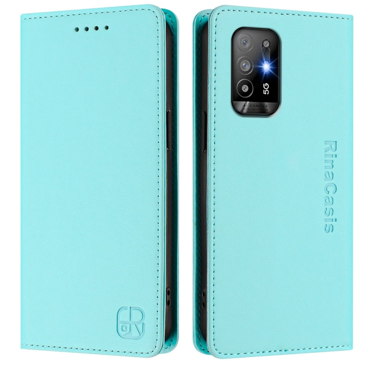 For OPPO A94 5G RC01 Dual-Folded Magnetic Suction RFID Leather Phone Case