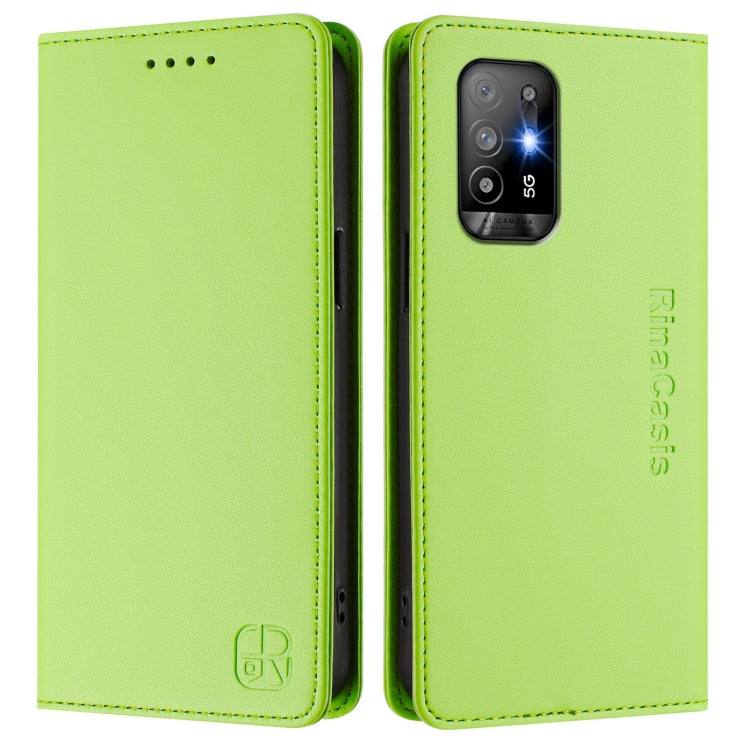 For OPPO A94 5G RC01 Dual-Folded Magnetic Suction RFID Leather Phone Case
