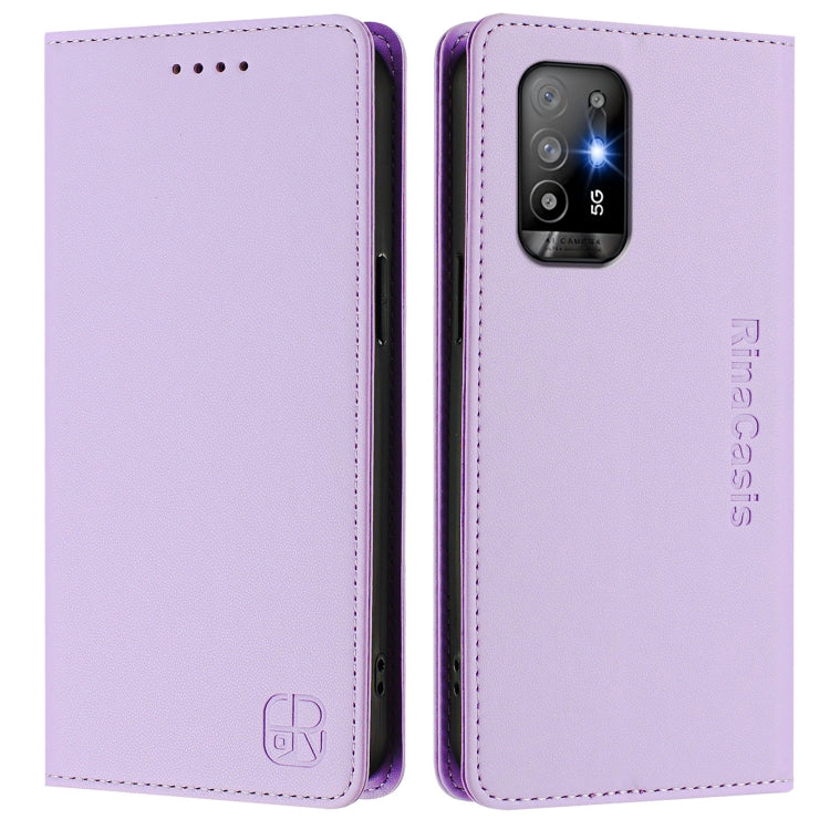 For OPPO A94 5G RC01 Dual-Folded Magnetic Suction RFID Leather Phone Case