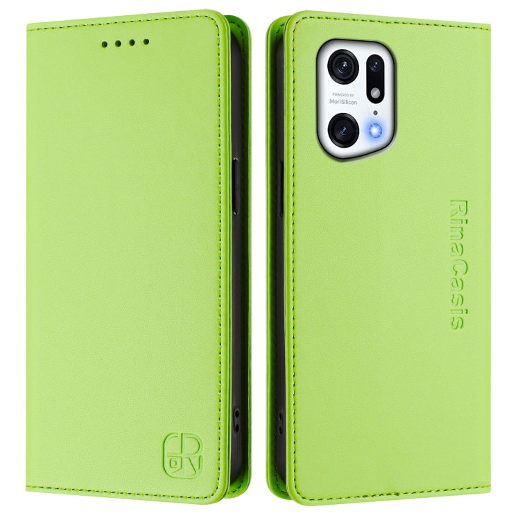 For OPPO Find X5 Pro RC01 Dual-Folded Magnetic Suction RFID Leather Phone Case