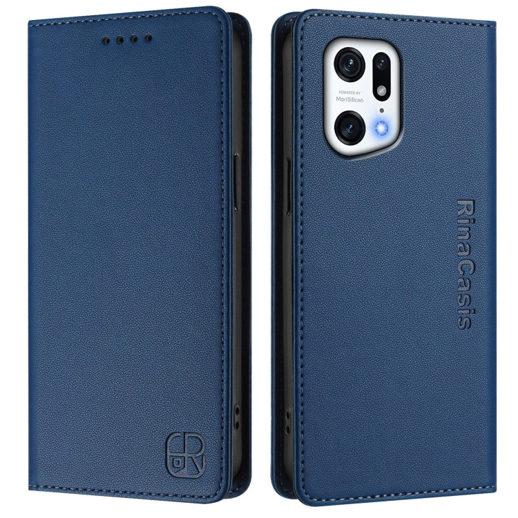 For OPPO Find X5 Pro RC01 Dual-Folded Magnetic Suction RFID Leather Phone Case
