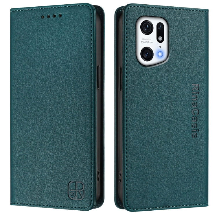 For OPPO Find X5 Pro RC01 Dual-Folded Magnetic Suction RFID Leather Phone Case