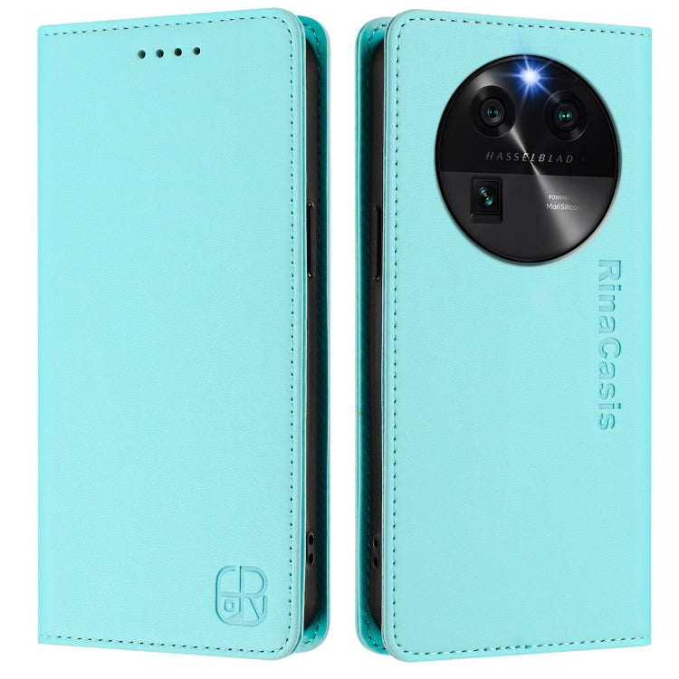 For OPPO Find X6 RC01 Dual-Folded Magnetic Suction RFID Leather Phone Case