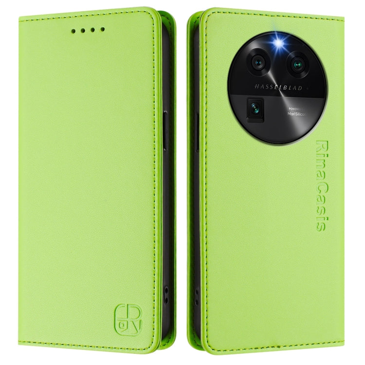 For OPPO Find X6 RC01 Dual-Folded Magnetic Suction RFID Leather Phone Case