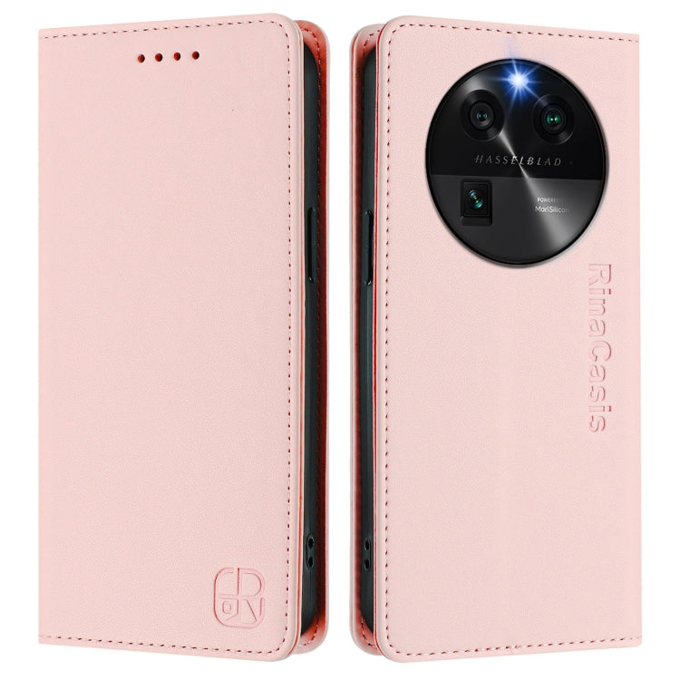 For OPPO Find X6 RC01 Dual-Folded Magnetic Suction RFID Leather Phone Case