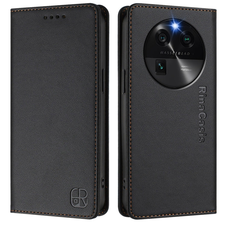 For OPPO Find X6 RC01 Dual-Folded Magnetic Suction RFID Leather Phone Case