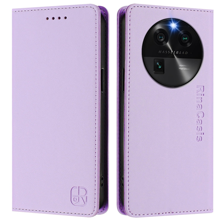 For OPPO Find X6 RC01 Dual-Folded Magnetic Suction RFID Leather Phone Case