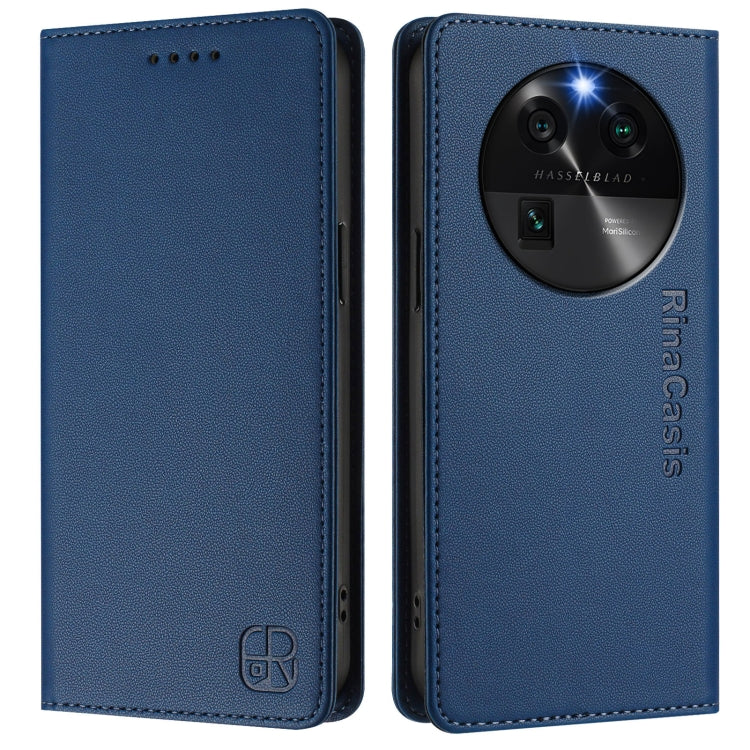 For OPPO Find X6 RC01 Dual-Folded Magnetic Suction RFID Leather Phone Case