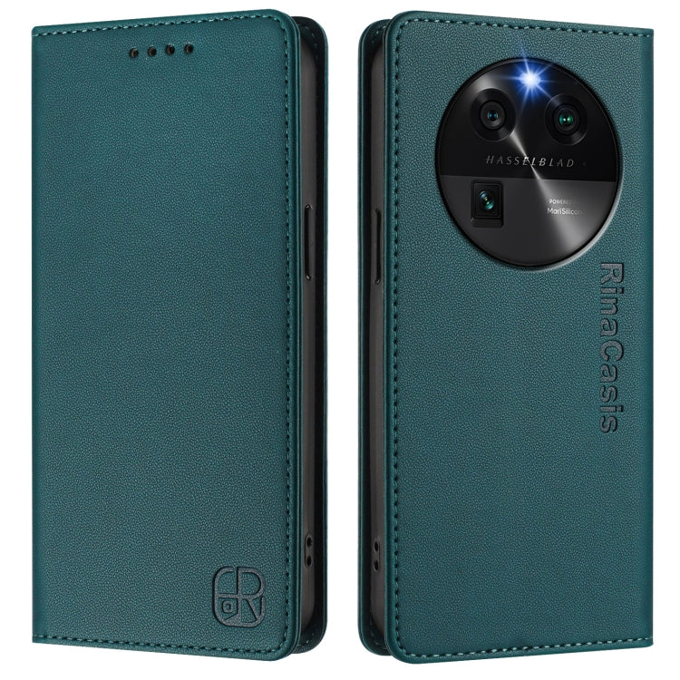 For OPPO Find X6 RC01 Dual-Folded Magnetic Suction RFID Leather Phone Case